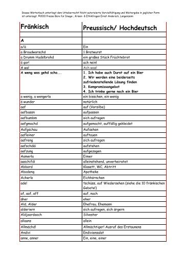 Fränkisch Preussisch/ Hochdeutsch