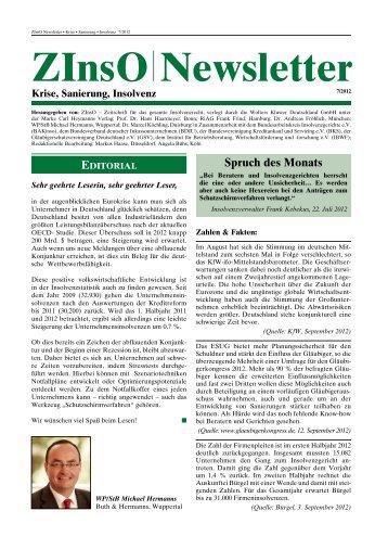 ZInsO-Newsletter 7/2012