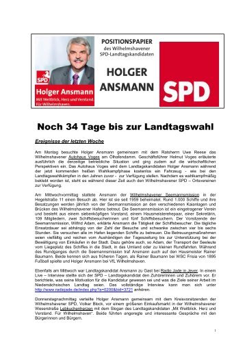 Newsletter Nr. 6 Holger Ansmann - SPD - OV Wilhelmshaven West