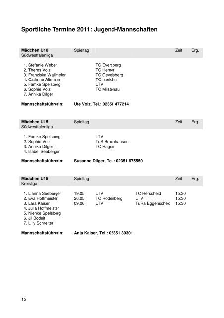 LTV- Info 2011 - Lüdenscheider Tennisverein von 1899 e. V.