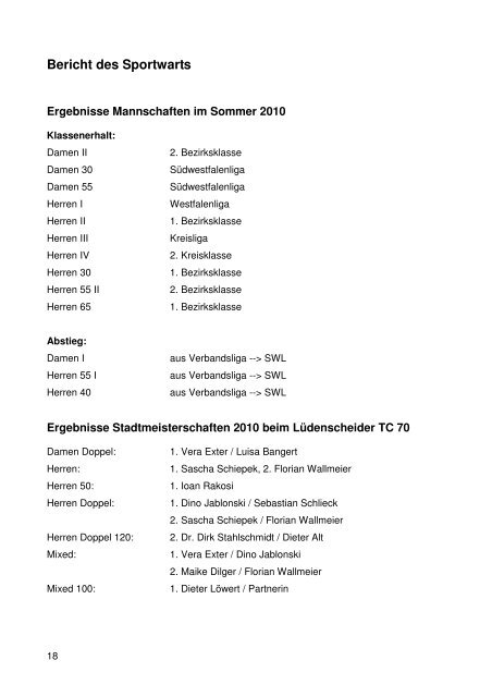 LTV- Info 2011 - Lüdenscheider Tennisverein von 1899 e. V.