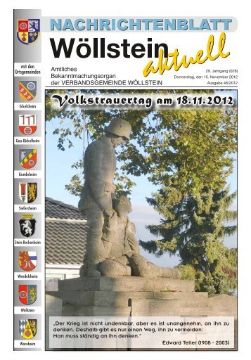 Volkstrauertag am 18.11.2012 - Verbandsgemeinde Wöllstein