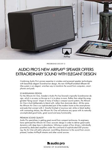Allroom Air One Press release - Audio Pro