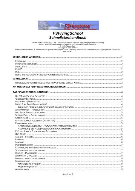 Das FSFlyingSchool Handbuch