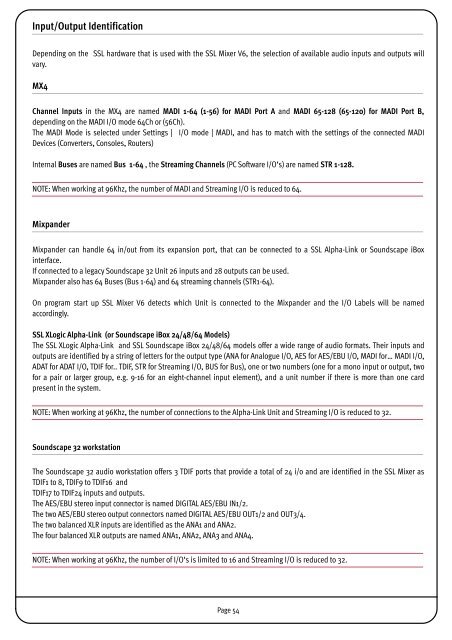 SSL Mixer Manual - Absolute Professional Audio