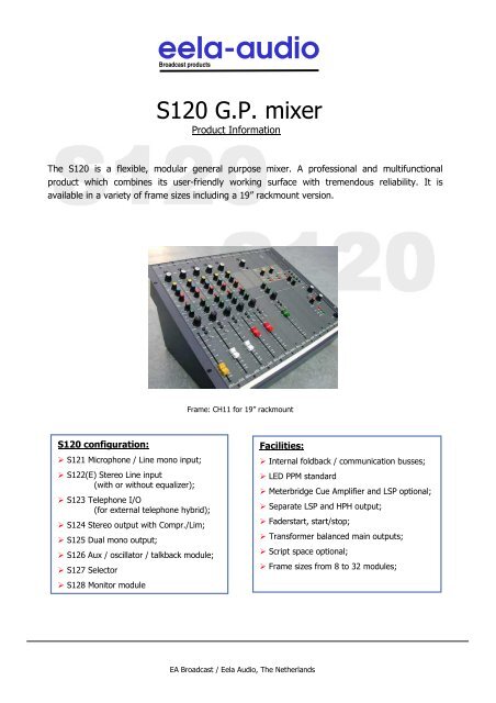 Eela Audio Broadcast - S120 product info
