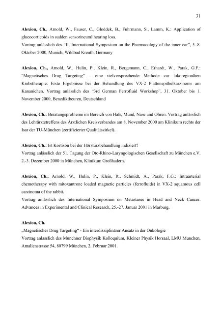 Schriftenverzeichnis-Publications AG Prof Alexiou.pdf - HNO-Klinik ...