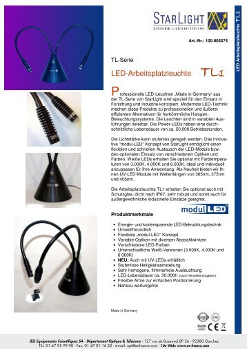 LED-Arbeitsplatzleuchte TL1 - Equipements Scientifiques