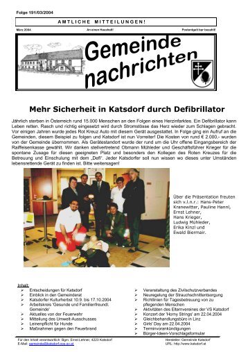 Mehr Sicherheit in Katsdorf durch Defibrillator