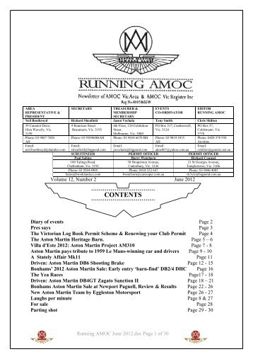 Running AMOC June 2012 - Aston Martin Owners Club Victoria