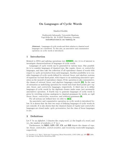 LNCS 2950 - Aspects of Molecular Computing (Frontmatter Pages)