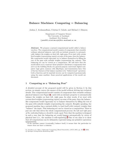 LNCS 2950 - Aspects of Molecular Computing (Frontmatter Pages)