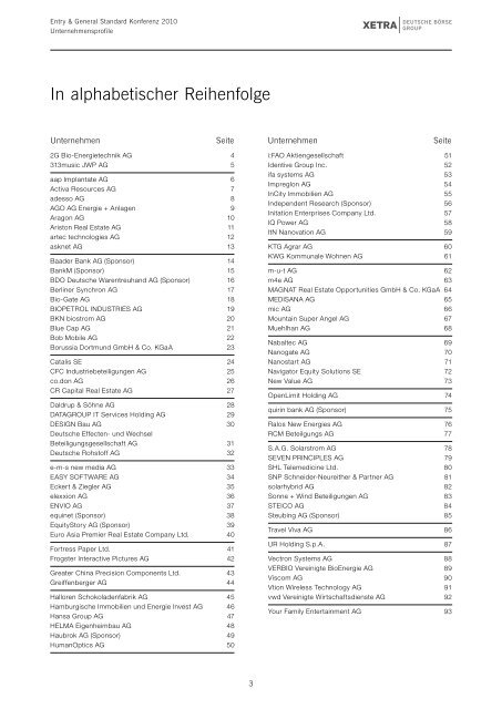 Unternehmensprofile - Xetra