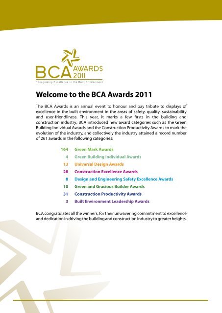 Welcome To The Bca Awards 2011 Building Construction Authority
