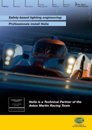 Hella is a Technical Partner of the Aston Martin Racing Team Safety ...