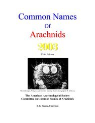 Common Names Arachnids 2003 - American Arachnological Society
