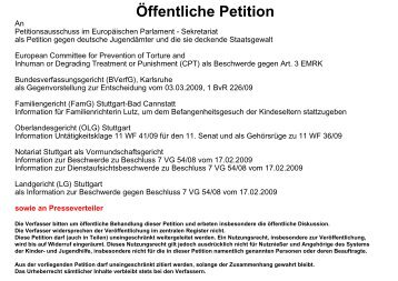 Öffentliche Petition gegen Jugendamt Stuttgart