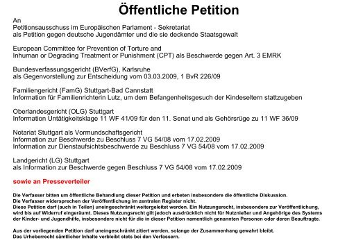 Offentliche Petition Gegen Jugendamt Stuttgart