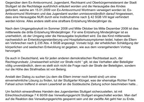 Öffentliche Petition gegen Jugendamt Stuttgart