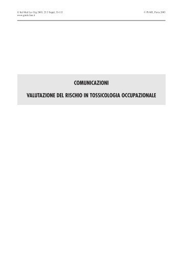 02 comunic / tossic - Giornale Italiano di Medicina del Lavoro ed ...