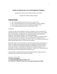 Atelier de Recherche sur la Participation Politique - American ...