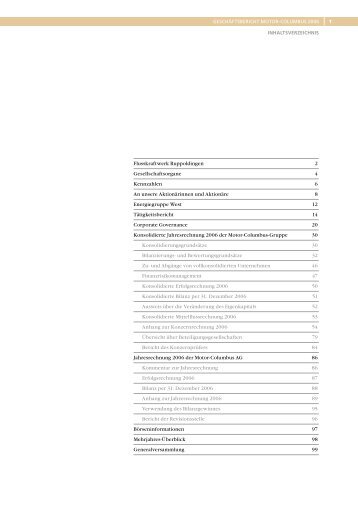 Jahresbericht 2006 - Motor-Columbus PDF - Alpiq