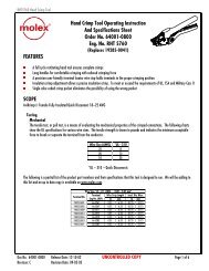 Hand Crimp Tool Operating Instruction And Specifications Sheet ...