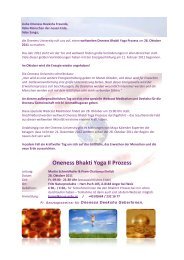 Oneness Bhakti Yoga II Prozess - neuen Erde