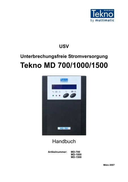 Tekno MD 700/1000/1500 - multimatic