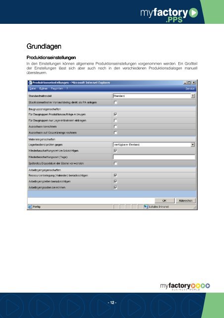 Funktionsbeschreibung PPS - Myfactory