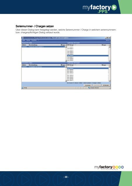 Funktionsbeschreibung PPS - Myfactory