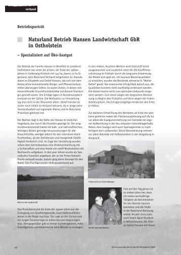 Naturland Betrieb Hansen Landwirtschaft GbR in Ostholstein