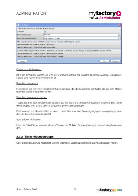 Handbuch Administration (ab Team.ON!) - Myfactory