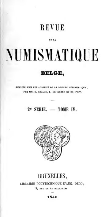 Revue belge de numismatique et de sigillographie