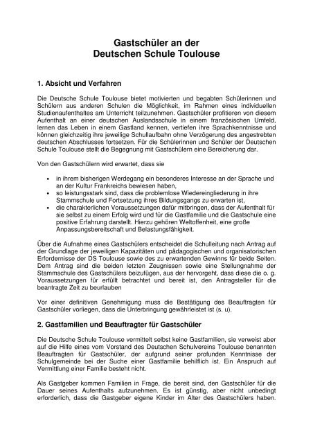 Gastschuler An Der Deutschen Schule Toulouse Deutsche Schule