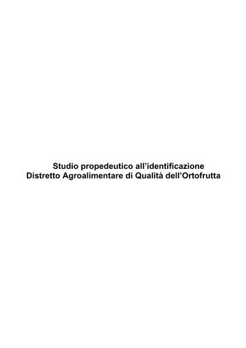 Identificazione del Distretto Agroalimentare di Qualità dell'Ortofrutta