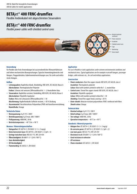 400 Hz Ground Power Cables 5 kV Airfield Lighting Cables - Leoni