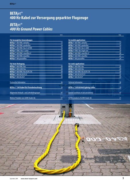 400 Hz Ground Power Cables 5 kV Airfield Lighting Cables - Leoni