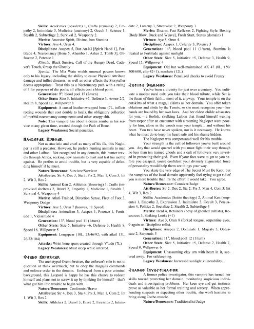 Vampire: the Ebony Kingdom - MrGone's Character Sheets