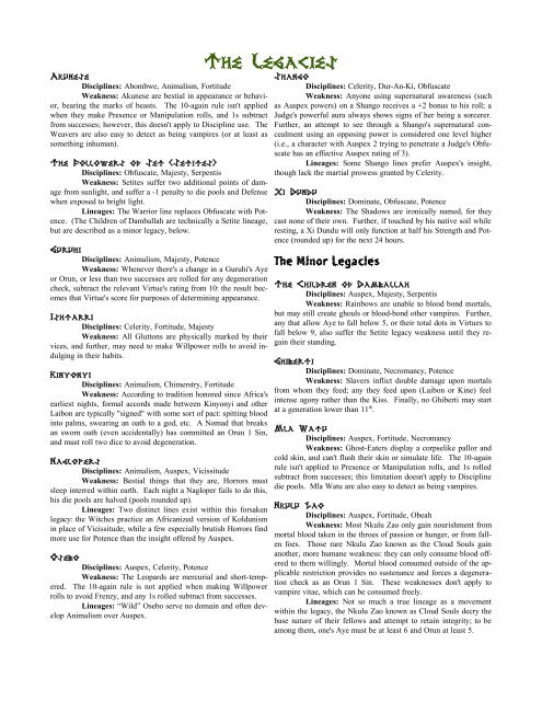 Vampire: the Ebony Kingdom - MrGone's Character Sheets