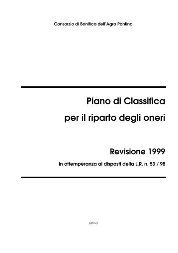 Piano di Classifica per il riparto degli oneri - Consorzio di Bonifica ...