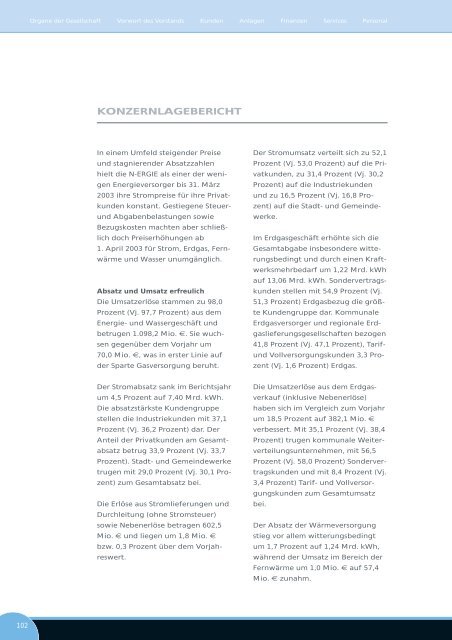 Geschäftsbericht 2003 - N-ERGIE Aktiengesellschaft