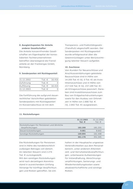 Geschäftsbericht 2003 - N-ERGIE Aktiengesellschaft