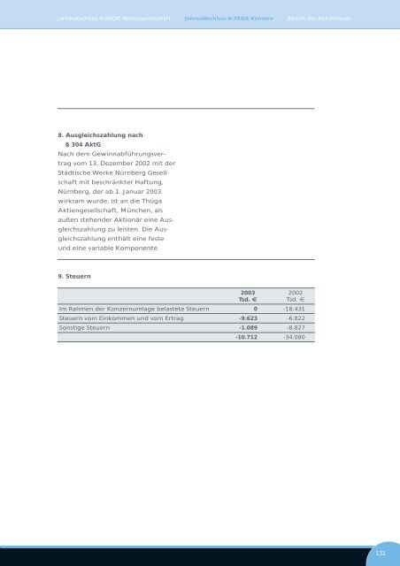 Geschäftsbericht 2003 - N-ERGIE Aktiengesellschaft