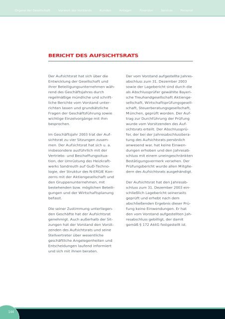 Geschäftsbericht 2003 - N-ERGIE Aktiengesellschaft