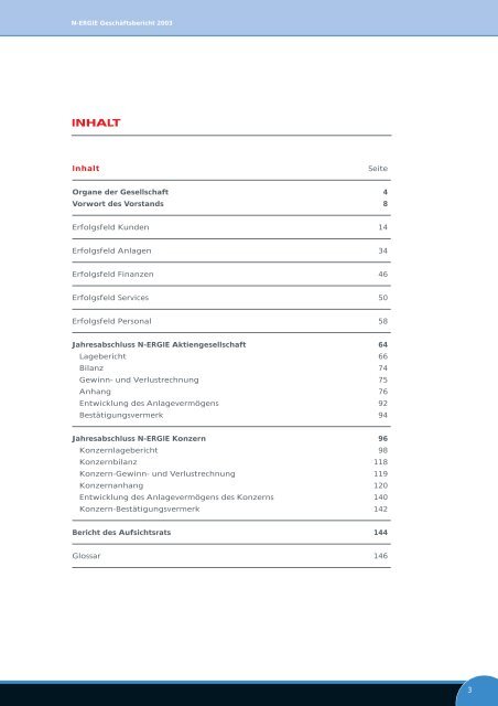 Geschäftsbericht 2003 - N-ERGIE Aktiengesellschaft