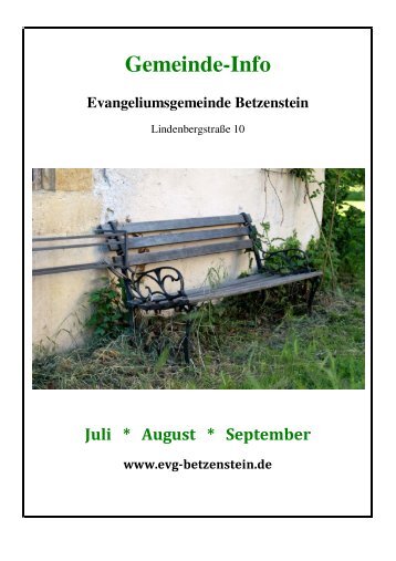 Juli * August * September - Evangeliumsgemeinde Betzenstein