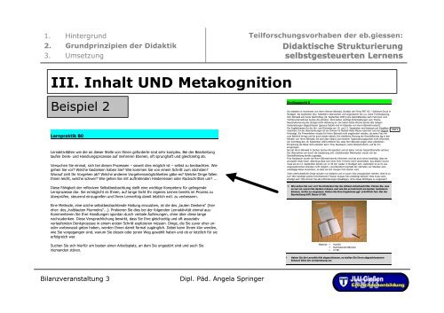 Didaktische Strukturierung selbstgesteuerten Lernens