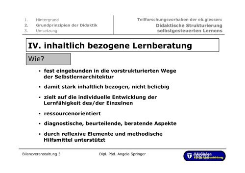 Didaktische Strukturierung selbstgesteuerten Lernens