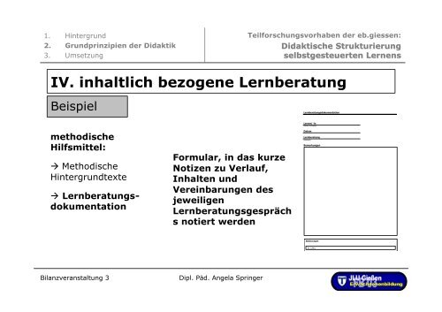 Didaktische Strukturierung selbstgesteuerten Lernens